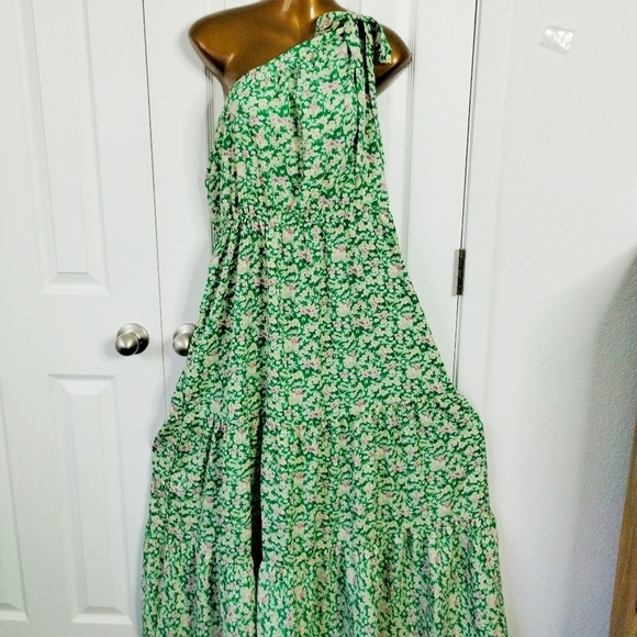 Pretty Garden Womens One Knot Shoulder Bohemian Tiered Ruffle Dress Size XXL - Picture 8 of 10